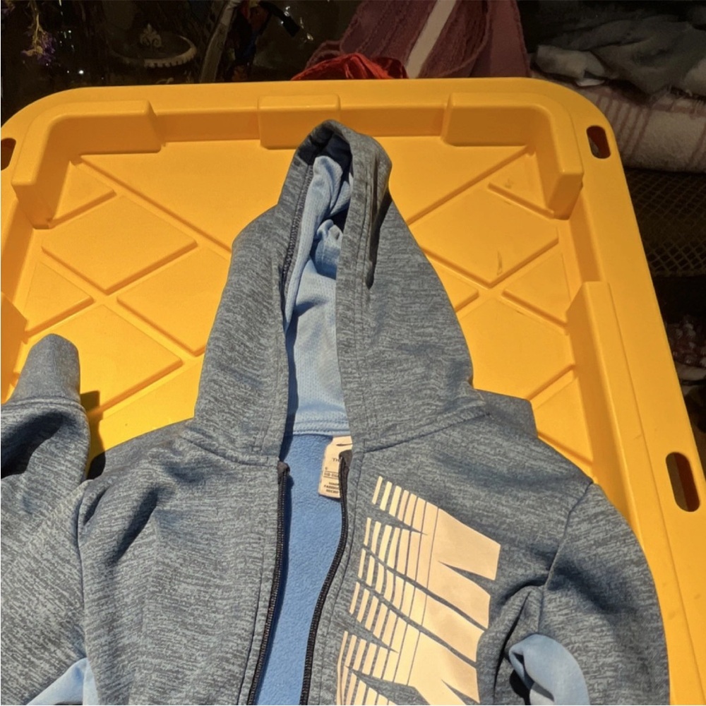 Nike Blue Kids Hoodie and pants trac set with White Logo.